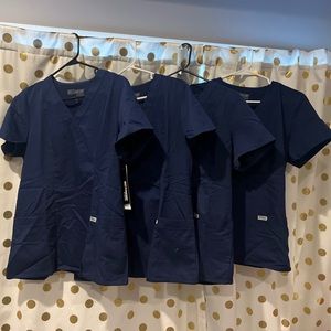 MEDIUM: 4 Navy Greys Anatomy scrub tops
